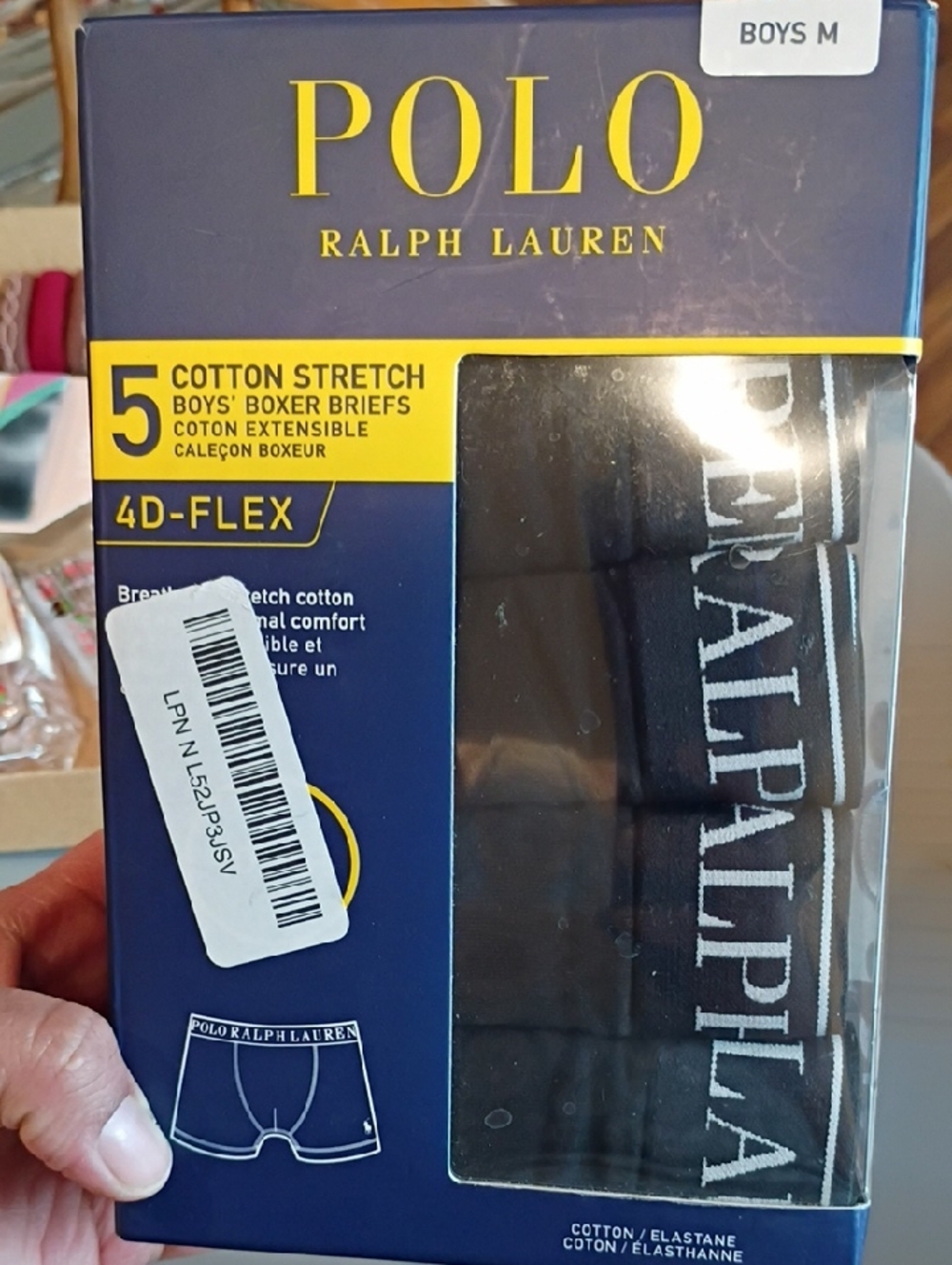 Polo by Ralph Lauren Black Boys' *Medium 10-12*Cotton Stretch Boxer Briefs 5 Pk